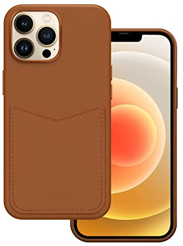 Docco Jette kompatibel mit iPhone 13 Pro Max Leder Wallet Hülle,Handgefertigte echte Lederhülle für iPhone 13 Pro Max mit Kartenhalter Slot eingebaute Magnete für MagSafe-Braun