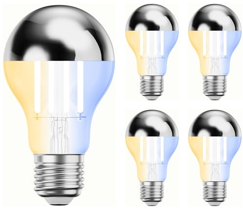 ledscom.de 5x E27 LED Leuchtmittel, A60, warmweiß - kaltweiß (2700-7000 K), 4,8 W, 486lm, Smart Home, WLAN, Alexa, Kopfspiegel (silber)
