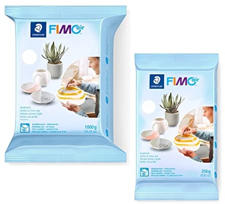 FIMO Air Modelliermasse, lufttrocknende Knete in Weiß (1x 1000 g + 1x 250 g), sofort gebrauchsfähig, angenehme Haptik, kein Brennvorgang notwendig, klebt nicht, mind. 95% natürliche Rohstoffe
