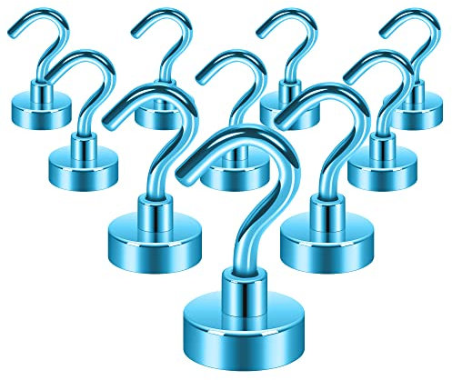 Neosmuk Magnethaken, 0kg+ robuste Erdmagnete mit Haken, extra starker Kreuzfahrt-Haken zum Aufhängen, magnetischer Aufhänger für Kabinen, Grill (königsblau, 10 Stück)