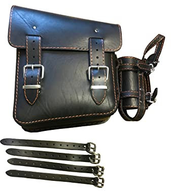 ORLETANOS Werkzeugtasche Hulk schwarz & orange kompatibel mit Harley Davidson Softail Heritage Breakout Fat Bob Street Bob Starrahmen HD Leder Packtasche