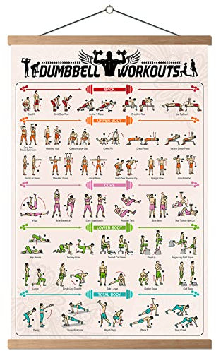 HYUOEP Poster mit Hantel-Trainingspose, dekorativer Körperpositionsdiagramm, Druck auf Leinwand, Wohnzimmer, Poster, Schlafzimmer, Wandkunst, 40,6 x 61 cm, mit Rahmen