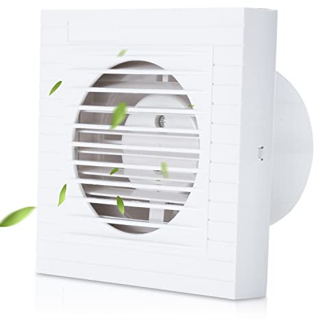 Ansobea Ventilador de baño Ø150mm, 300m³/h Extractor con solapa de retorno Ventilador de pared para deshumidificación Ventilador de baño para baño, WC - Blanco