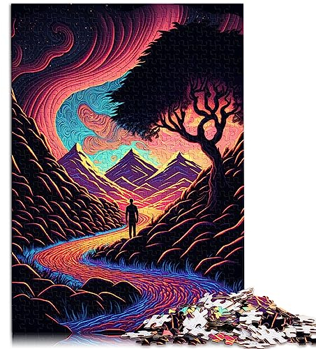 A Glow Wave Landscape Puzzles 1000 Teile für Erwachsene Holzpuzzle für Erwachsene Kinder ab 12 Jahren Funsland Peg29,5 x 19,7/75 * 50cm.