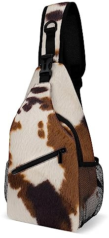 Sling Bag Western Cow Print Damen Herren Umhängetasche Farm Animal Skin Verstellbarer Sling-Rucksack Brusttasche zum Wandern