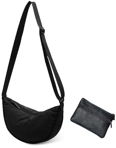 GWAWG Knödeltasche Halbmond Tasche Damen Schwarze Hobo Bag Wasserdicht und Leicht mit Einem Münzfach