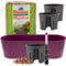 Leni Flori Jardiniere Blumentopf länglich 36 cm dunkelflieder/lila Hydrokultur-Komplett-Set mit Übertopf Hydro-Töpfen Wasserstandsanzeiger & Pflanzton