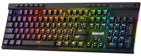 Redragon K580 PRO Wireless RGB Gaming Keyboard, mechanische Tastatur mit 3 Modi und 104 Tasten, Hot-Swap Sockel, dedizierte Mediensteuerung und Onboard-Makroaufzeichnung, linearer roter Schalter