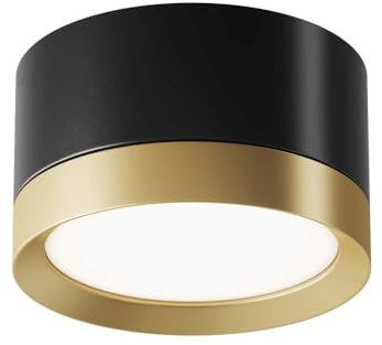MAYTONI HOOP Deckenleuchte – Downlight GX53, 12 W – moderner Deckenspot aus Aluminium – als LED Einbauleuchte für Decke in Küche, Flur, Wohnzimmer – Gold, Schwarz