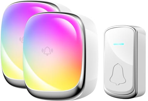 Wireless Doorbell, Battery Boorbell LED Flash Door Bells Wireless Cordless,Operating at 1000 Feet Long Range with 38 Chimes 4 Volume Levels,IP44 Waterproof Plug in Doorbell B209 Gold