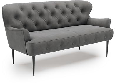 CAVADORE 2,5-Sitzer Küchensofa Amba, Trendige Sitzbank für Küche oder Esszimmer / 173 x 97 x 87 / Flachgewebe: Dunkelgrau
