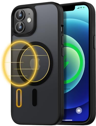 Andwing für iPhone 12/12 Pro Hülle Magnetisch [Kompatibel mit MagSafe] Matt Anti-Fingerprint Schutzhülle – Stoßfest Militärstandard (MIL-STD-810G), rutschfest für iPhone 12/12 Pro-Schwarz