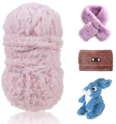 LEREATI Pelote Laine Grosse Maille 100g Laine Velours pour Crochet Fil de Fausse Fourrure, Fil Crochet Laine pour Crochet a Tricoter Sac Chapeaux Écharpe Couvertures DIY (Rose Cuir)