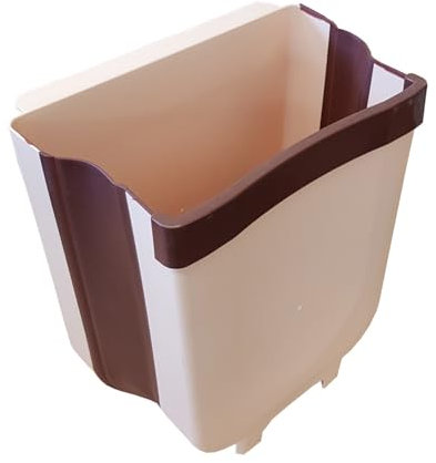 TRTO 1Pcs Folding Waste Bin For Kitchen Cupboard Door Caravan Motorhome Hanging Trash Beige