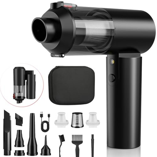 HOMOGIFTY 4 in 1 Handheld Vacuum Cleaner, Hand Held Vacuum Cordless, 4000mAh Mini Vacuum Cleaner & Blower Dust Buster, USB Car Vac Lightweight Portable for Car, Office, Kitchen, Home, Pet Hair