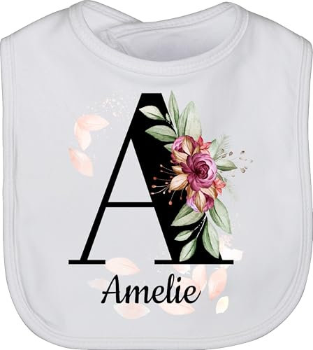 Baby Lätzchen - Mädchen Bekleidung kreativ und Anfangsbuchstabe - Buchstabe anpassbar mit Name I Geschenk Initialen - Unisize - Weiß - personalisiertes baby-geschenk latz von taufpate buchstaben