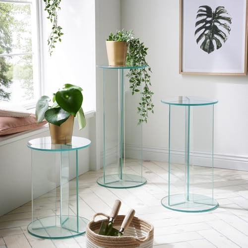 möbelando Blumentisch >4/150< in Klarglas, Glas - 30x30cm (BxH)