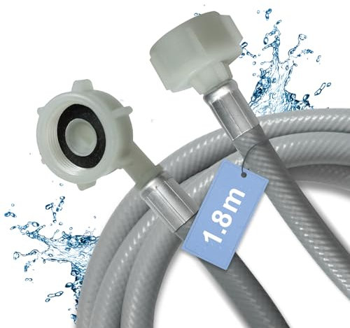 D.I. Accessa Tuyau d'eau de 1.8m Tuyau d'arrivée d'eau 3/4 pouces droit/angle 90 degrés pour lave-linge lave-vaisselle 2556644 Compatible avec EUROMAID Lave-vaisselle E14DWX Midea