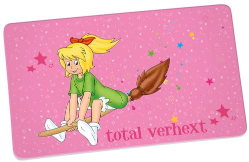 Gedalabels Frühstücksbrettchen Bibi Blocksberg total verhext, Rosa, 23,5 x 14,5 cm, Melamin, Rechteckig, Spülmaschinenfest, Rutschfeste Noppen