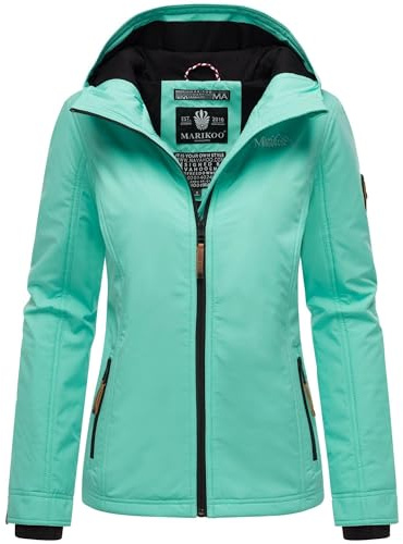 MARIKOO Damen Frühjahr Übergangs Jacke leicht gefüttert Kapuze kurz B862 [B862-Brombeer-Aqua-Gree-Gr.XL]