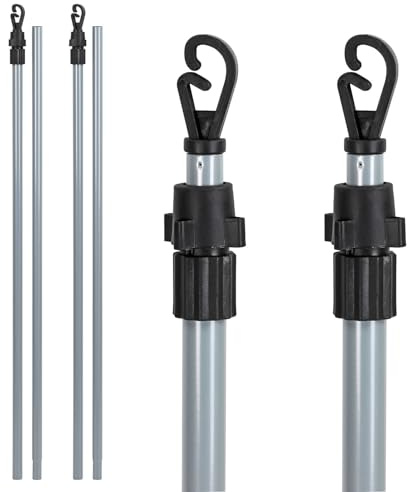 Taylor & Brown Pack of 2 Telescopic Washing Line Prop Pole Clothesline Heavy Duty Garden Dry Clothes Drying Airer Support Pole Laundry Outdoor Washing Line Poles Extendable to 2.4M