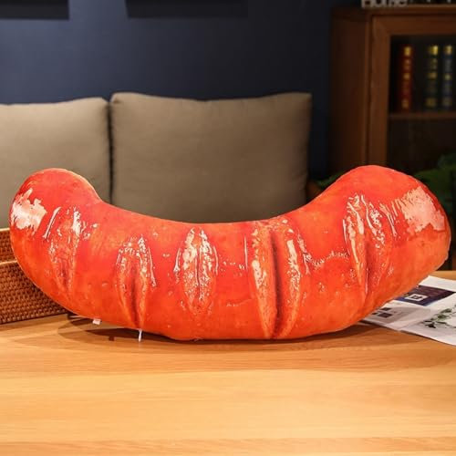 Simulation Lebensmittel Kissen, Lebensmittel Kissen, Simulation Essen Plüsch Kissen, Grillsteakkissen Neuartiges Dekokissen, Simuliertes Fleisch Lebensmittel Werfen Kissen (Gegrillte Wurst,45cm-65cm)