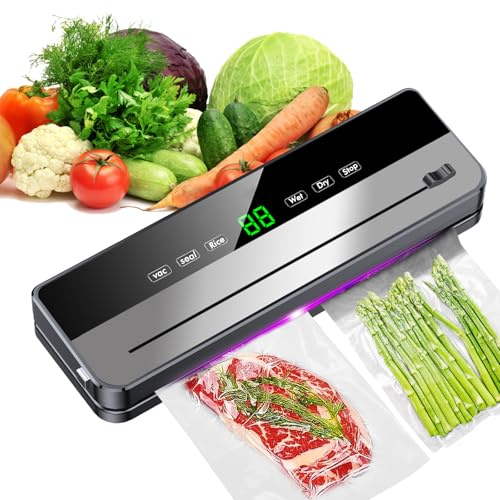 Vakuumiergerät, Vakumierergerät für Lebensmittel, Vacuum Machine Folienschweißgerät Vakuumierer, Vacuum Sealer mit Zehn Vakuumierbeutel, Sechs Funktion Abnehmbare Vakuumiergerät Lebensmittel
