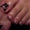 GlamRays 24 Pieces Black French Tip Sticker Toenails Short Square False Toenails with Bow Design Glossy Full Cover