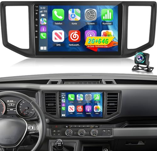 10,1 Zoll Android Autoradio für VW Crafter 2017-2021 mit Kabellosem CarPlay & Android Auto, Bildschirm Radio, 2+64GB, DSP, WiFi, GPS Navi, Bluetooth, FM RDS, SWC + Rückfahrkamera, Mikrofon