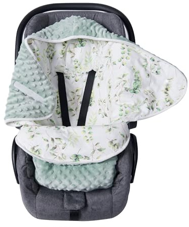 Einschlagdecke Babyschale für Buggy Schlafsack Universal Fußsack Babydecke Baumwolle Baby Pucksack für Kinderwagen Autositz 0-3 Monate (Grüne Blätter S (0-3M))