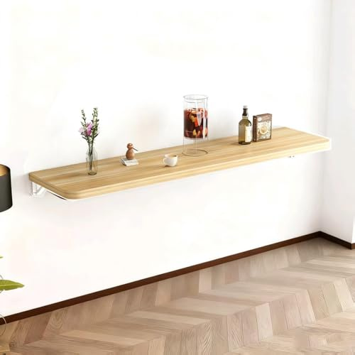 QSPNVFB Wandklapptisch Langer Bartisch, Faltbarer Schreibtisch Schwimmend Esstische Pub-Tisch 80cm 100cm 120cm Holz Computertisch Für Büro Waschküche(Walnut,90x40cm(36x16))