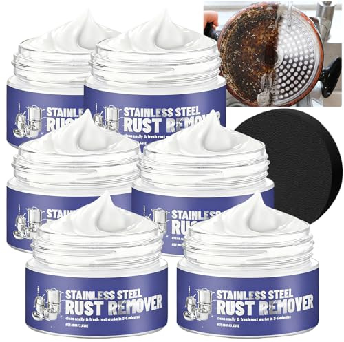 Stainless Steel Cleaner & Polish Cream, Multi-Purpose Cookware Cleaning Paste, Metal Polish Clean Wax for Appliances, Cookware, Sink & Oven, Cleans Grease, Scuffs & Restores Shining (6PCS)