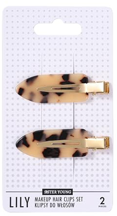 SISTER YOUNG – LILY Make-up Haarclips Set – 2 Stück – Faltenfreie Haarspangen für Make-up, Pflege & Styling – Rutschfeste Clips, sanft zum Haar, elegant & praktisch (LIGHT LEOPARD PRINT)