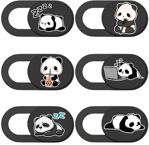 PRESSINART 6Pcs Laptop Kamera Abdeckung Webcam Schieber Panda Muster Privatsphäre Sicherheit Kamera Slider Für Laptops Desktops Computer Smartphones Tablets Notebook Mini PC Geräte Leicht Praktisch