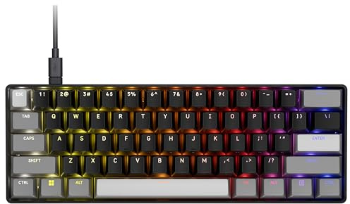 Corsair Clipper PRO MINI 60 Hall Effect Gaming Keyboard – US QWERTY – Black | SOCD, Rapid Trigger, 8000Hz, Adjustable Actuation, IP57 Water & Dust, PBT Double Shot, Wired, RGB, FPS, for Windows PC & Mac