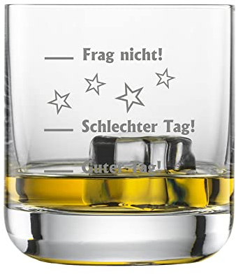 Whiskyglas mit Gravur - Geschenkidee zum Geburtstag – Geschenk für Männer und Frauen – Lustiges Geschenk – Stimmungsglas – Guter Tag Schlechter Tag