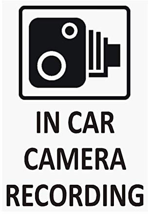 Platinum Place 4 x 60x87mm In Car Camera Recording Window Stickers-BLACK onto CLEAR-CCTV Sign-Van,Lorry,Truck,Taxi,Bus,Mini Cab,Minicab.White onto Clear Adhesive Vinyl Signs-Go Pro,Dashcam