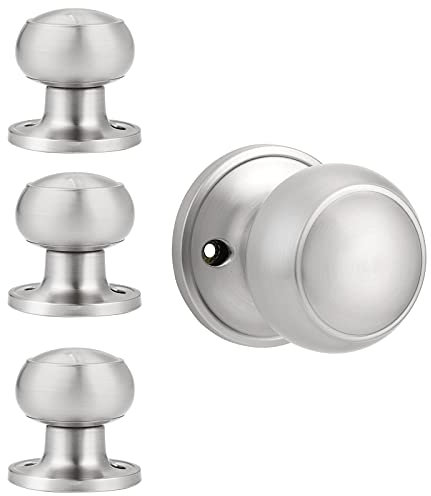 Probrico Brushed Nickel Dummy Door Knobs, Internal Door Knobs, Single Side Dummy Door Knobs(No Latch), Stainless Steel, No Turning Function 4 Pack