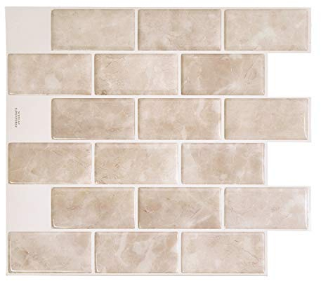 Smart Tiles - Selbstklebende Fliesen - Subway 4 x Bogen Klebefliesen à 27,81 x 24,64 cm (10,95 x 9,7) - 3D Fliesenaufkleber - Spritzschutz für Küche, Bad.