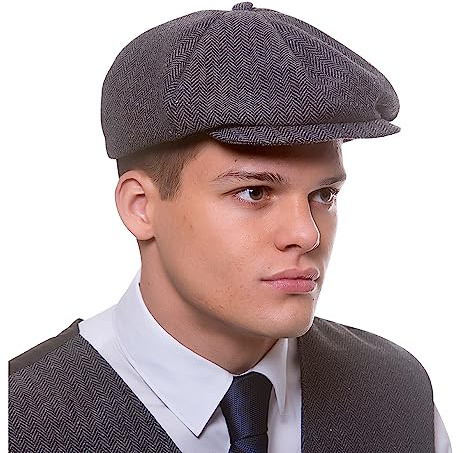 Wicked Costumes Adult Unisex Herringbone Flat Cap Fancy Dress Hat Accessory