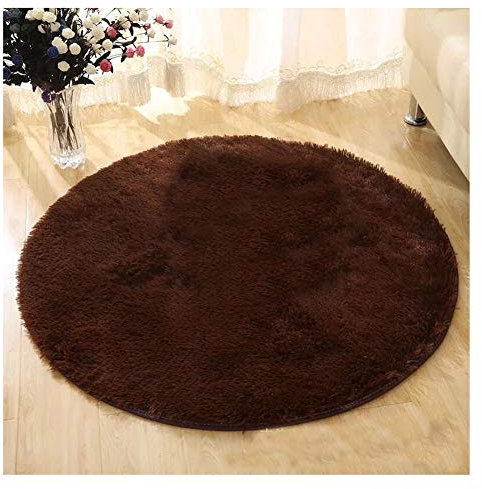 YAOTT Kunstfell Kurzflor Stuhlbezug Sitzpolster Shaggy Runde Teppiche Einfarbig für Wohnzimmer Schlafzimmer Stuhl Kissen Kaffee 160 * 160cm Haar 3.5cm