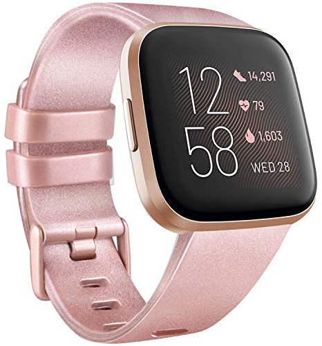 Wanme Compatible con Fitbit Versa 2 Correa Silicona suave Ajustable Deportivo Pulsera de Reemplazo Compatible para Fitbit Versa 2 SE Mujeres y Hombres Pequeño Grande (S, 09 Oro Rosa)