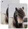 Schutzhülle für iPad 9/8/7 Generation 10,2 Zoll 2021/2020/2019 Modell, [Eingebauter Stifthalter] PU Leder Folio Schutzhülle Ständer TPU Cover, Auto Wake/Sleep, Dirty White Horse