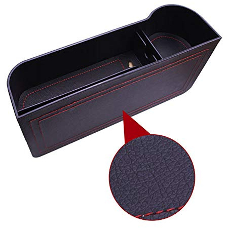 Aukson A46D Autositz Lücke Organizer Aufbewahrungsbox PU Leder Seitentasche links für Handy Schlüssel Münzen Karten Getränke Anti-Rutsch Auto Sitzspaltfüller Ablagefach universal passend