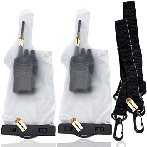 Lsgoodcare 2Pcs Portable Two Way Radio Waterproof Rainproof Bag Case Pouch Compatible for Motorola Kenwood Midland UV-3R UV-5R PX-888 Walkie Talkie Radio,5 Inch x 13.8 Inch, White