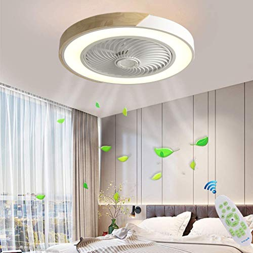 LANMOU Ventilatore da Soffitto con Lampada, 72W Lampadario Dimmerabile Ventilatore Silenzioso con Telecomando/APP, Timer, 3 Velocità del Vento e 3 Temperatura di Colore, Ø52cm, Round, Bianca