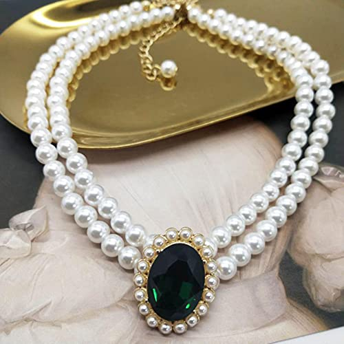 SONGK Elegante Barock DREI Stränge Kragen Planet Choker Perlenkette für Frauen Mädchen Hochzeit Vintage Geschenke Party Schmuck