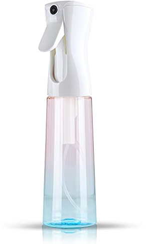 TANSHINE Vaporisateur Cheveux Boucle Pulverisateur Cheveux Vaporisateurs Rechargeable d Eau Flacon Spray Brumisateur pour Plante Interieur,Coiffeur,Fleurs Bleu et Rose,Spray Alcool,300ml
