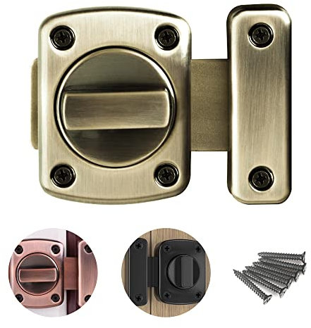 SooGree Security Door Lock, Bolt Lock Solid Revolving Spring Latch/Pet Door Lock, Cabinet Furniture,Windows,Bathroom(1 Vintage Cyan)