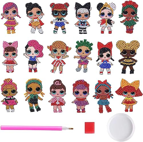 NA 18 Stück 5D-LOL-Diamant-Malaufkleber, zhaiteng-DIY-Diamant-Malaufkleber, Malen mit Diamanten nach Zahlen-Kits, Bastelset, Malen nach Zahlen-Kits für Kinder, Anfänger